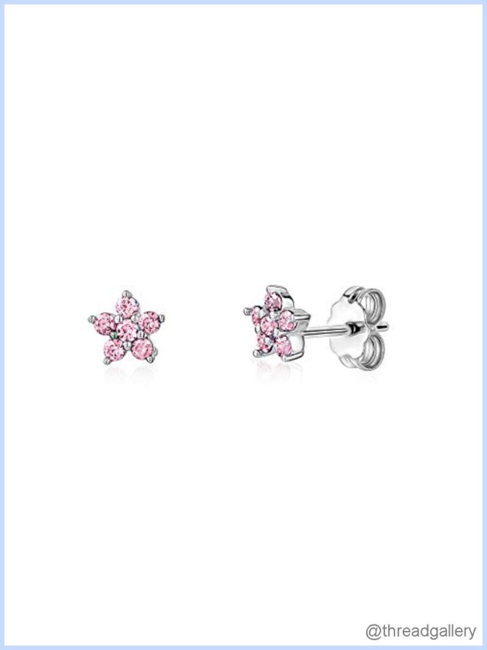 Sterling Silver Small Flower Stud Earrings Simulated Birthstone 6mm